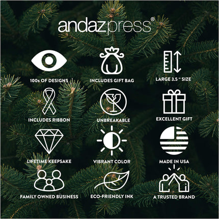 Andaz Press Memorial Metal Christmas Ornament, Because Someone We Love is in Heaven, There's A Little Bit of Heaven in Our Home, Rustic Wood with Deer Antlers, 1-Pack Ornaments for Someone in Heaven
