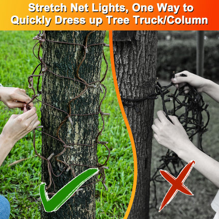 Brizled Christmas Tree Trunk Light, 20" x 45" 50 LED 5MM Stretchable Christmas Net Lights, Connectable Christmas Tree Lights Warm White, UL Tree Wrap Lights for Christmas Tree Column Outdoor