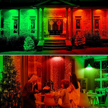 Red and Green Light Bulbs [4 Pack], Par38 LED Red Green Flood Light Bulbs Outdoor for Christmas Decor 15W E26, Red Green Bulb Christmas Light Bulbs Porch Home Lighting, Non-Dimmable, 2 Red+2 Green