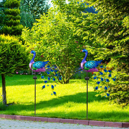 DREAMSOUL Peacock Solar Garden Lights Outdoor Decorative Stake, Waterproof Metal Peacock Garden Decor Solar Powered Landscape LED Path Lights Walkway Patio Yard Outside Decoration Lawn Ornament