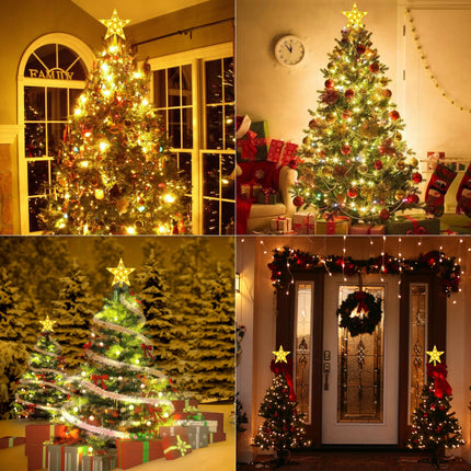 Brizled Small Star Tree Topper, 7.6" 11 LED Lighted Christmas Tree Topper, Color Changing Solid/Flash Treetop w/Remote, Battery/USB Powered Xmas Tree Topper, RGB Tree Top for Christmas Tree
