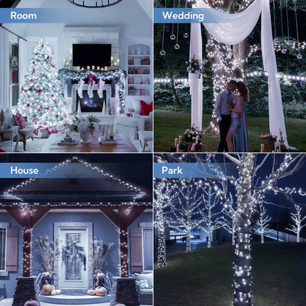 woohaha 2 Pack Solar String Lights,Each 72ft 200 LED Solar White Christmas Lights Outdoor with Remote and Timer, 8 Modes Solar Tree Lights Waterproof Solar Fairy Lights for Garden,Yard,Patio,Party