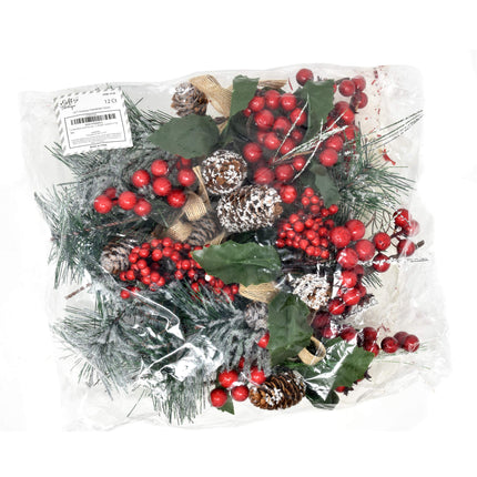 Boutique 12 Red Berry and Pine Cone Christmas Picks with Holly Branches for Holiday Decorations Great Addition to Any Christmas Decor Crafts, Wreath, Garland or Tree