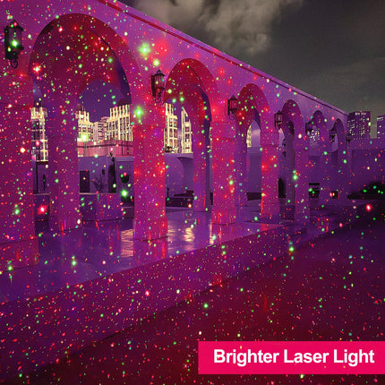 Laser Christmas Projector Lights Outdoor, d Christmas Laser Lights Landscape Spotlight Red and Green Star Show with Remote Control, Holiday Projector Decorations for House/Garden/Party