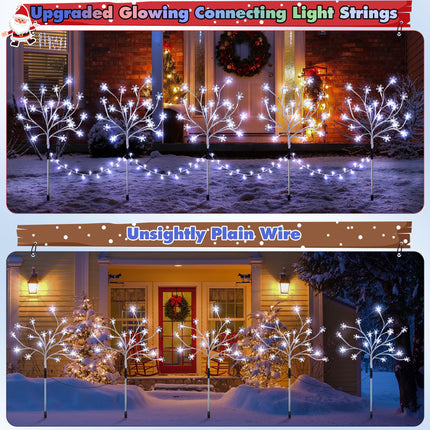 Enhon 5 Pack Snowflake Christmas Pathway Lights, 180 LED Garden Stake Lights with Christmas Theme Music, Waterproof Xmas Decoration Tree Light for Outdoor Yard Patio Lawn Decor (Cool White)