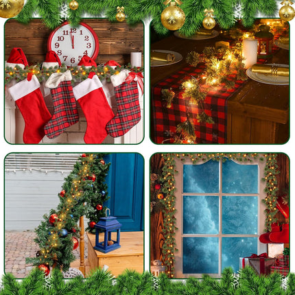 3 Pcs 6 ft Christmas Garland with Lights Prelit Smokey Pine Garland Lighted Christmas Garland 60 LED Battery Operated for Indoor Outdoor Xmas Tree Bedroom Stairs Fireplace Party Holiday