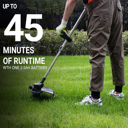 21V Weed Wacker Battery Powered, T TOVIA Cordless String Trimmer & Edger, 10 Inch Electric Weed Eater with 90 Degree Adjustable Head and Loop Handle, Telescoping Shaft, 2.0Ah Battery and Charger