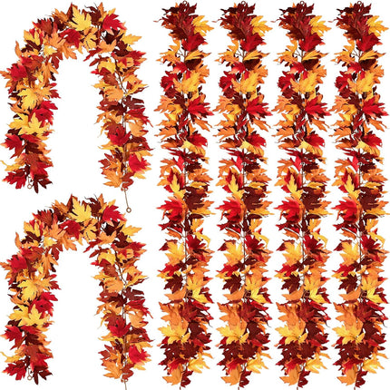 MARTINE MALL 6 Pcs Fall Maple Leaves Garland, 5.6Ft Fall Garland Fall Hanging Vines Garland for Autumn Home Wedding Fireplace Party Thanksgiving Decorations Indoor Outdoor