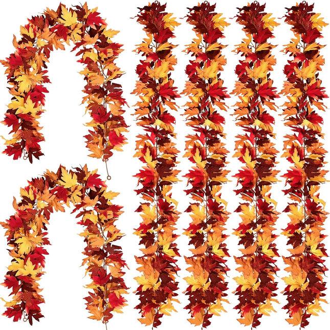 MARTINE MALL 6 Pcs Fall Maple Leaves Garland, 5.6Ft Fall Garland Fall Hanging Vines Garland for Autumn Home Wedding Fireplace Party Thanksgiving Decorations Indoor Outdoor