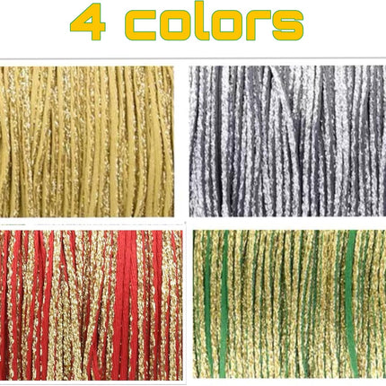 4 roll Christmas Ribbon 2mm Width Xmas Tree Trim Garland Rope Wrapping Ribbon for Craft Projects Party Wedding Home Decorations (Metallic Glitter Rope)