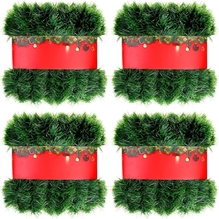 4 Pack Christmas Garland Total 262 ft Non Lit Artificial Greenery Garland Pine Garland Christmas Decorations Soft Green Holiday Decor Home Garden for Outdoor Indoor Stairs Fireplaces