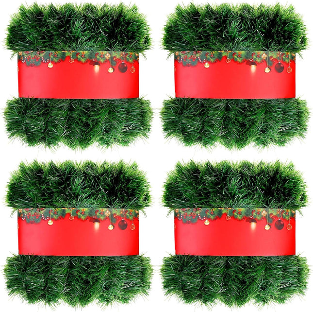 4 Pack Christmas Garland Total 262 ft Non Lit Artificial Greenery Garland Pine Garland Christmas Decorations Soft Green Holiday Decor Home Garden for Outdoor Indoor Stairs Fireplaces