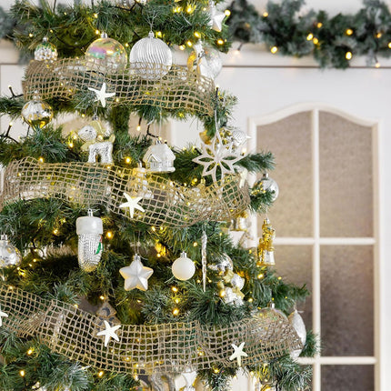 Christmas Starfish Garland Ocean Themed Fishnet Beach Decor Coastal Garland Decor Beach Themed Wedding Decor for Christmas Tree Mantel Curtains Home Decor Supply (20 Feet,White, Brown)