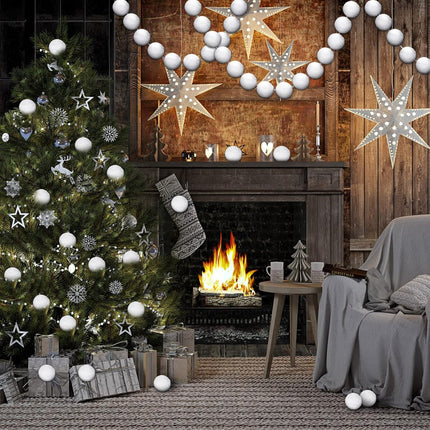 WILLBOND 60 Pcs White Christmas Ornaments Pom Pom Balls 1.96 Inch Christmas Fur Ornaments Xmas Pompom Hanging Decoration Furry Fluffy Christmas Ornaments for Xmas Tree DIY Craft Decor
