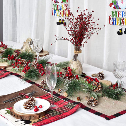 DearHouse 6FT Berry Pine Christmas Garland with Spruce Cypress Berries Pinecones Winter Artificial Greenery Garland for Holiday Season Mantel Fireplace Table Runner Centerpiece Year Decor