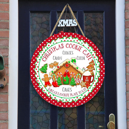 Christmas Cookie Cafe Christmas House Sign for Front Door Hanging Christmas House Sign for Porch Welcome Wood Hanging Sign Home Sign Decorations Outdoor Hangers (Christmas House)