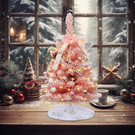 Small Christmas Tree Pink - Mini Christmas Tree Pink, Flocked Christmas Tree Small, Pink Christmas Tree Dcorated, Comes with Ornaments, 2ft Tabletop Christmas Tree with Tree Skirt