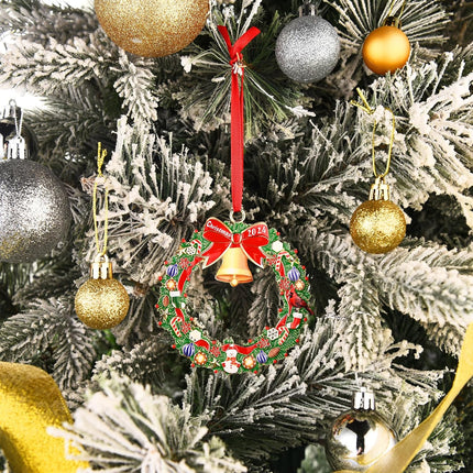 Venhoo Christmas Ornament Decoration for Christmas Tree Hanging Gold Metal Christmas Wreath Keepsake Annual Ornaments Holiday Decorative Xmas s for Family Friends