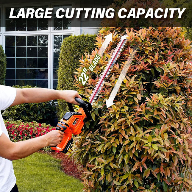 Hedge Trimmer Maxlander Hedge Trimmer Cordless with 22”Dual-Action Blade, Electric Hedge Trimmer Include 20V 2.0Ah Battery and Fast Charger