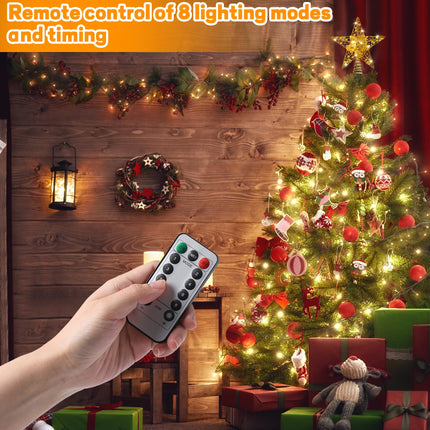 d Christmas Tree Topper Lighted,20 LED Lights Metal Tree Topper with Timer Battery Operated,Remote Control Christmas Tree Top Ornament for Christmas Décor