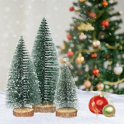 Mini Christmas Trees Christmas Decorations, 8Pcs Tiny Artificial Christmas Tree with Wooden Base, Bottle Brush Trees Christmas Table Decor for Christmas Decor Christmas Party Home
