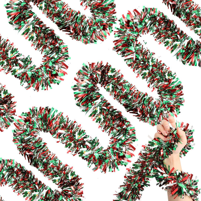 Ceenna 89FT Christmas Tree Tinsel Garland Christmas Metallic Streamers Twist Garland Hanging Decorations for Home Celebrate Holiday Year Wedding Birthday Party Indoor Outdoor Supplies(Multicolor)