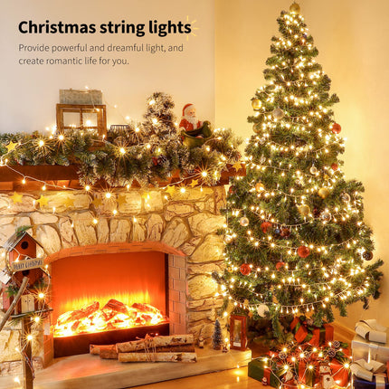 Warm White String Lights 33ft 100 LED with 8 Modes, Waterproof Plug in Twinkle Fairy Lights Indoor Outdoor for Holiday, Wedding Party, Birthday and Christmas Decor-Warm White