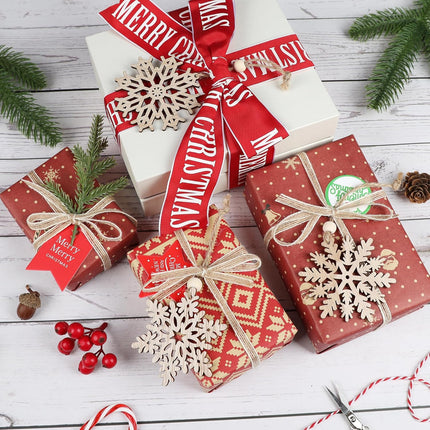 24 Pieces Wooden Christmas Snowflakes Ornaments 3inch Snow Flake Hanging Ornament for Rustic Christmas Tree Decoration Holiady Crafts