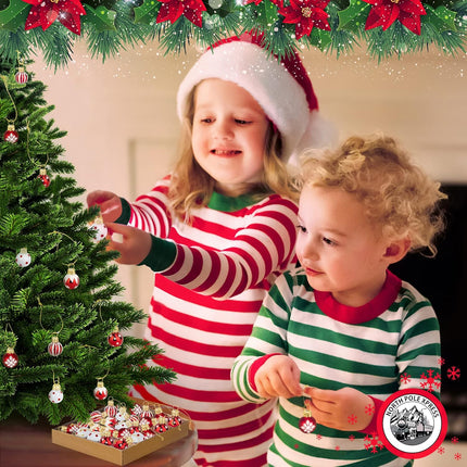 1 Inch Mini Red & White Peppermint Glass Ball Christmas Ornaments Set of 25 Balls Miniature Christmas Tree Ornaments Rustic Christmas Decorations Mini Christmas Tree Decorations for Small Trees