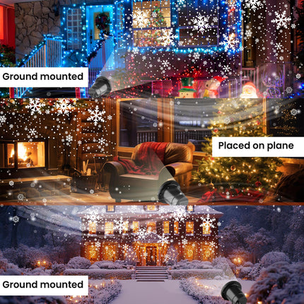Christmas Projector Lights Outdoor - LED Lights Snowflake Projections, Waterproof & Snowproof Holiday Decorations