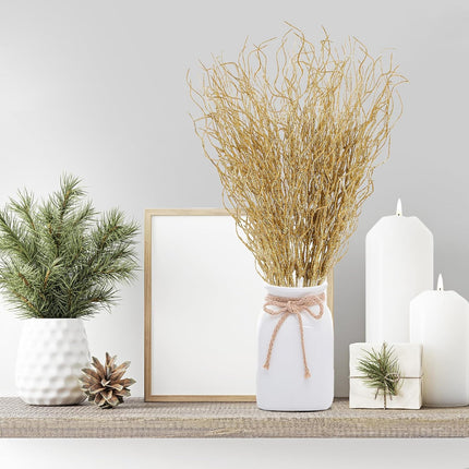 Sggvecsy 50 Pcs Artificial Glitter Stem Ornaments 18 Inches Fake Christmas Picks Decorative Glitter Sticks Branches Twigs for Christmas Tree DIY Wreath Crafts Holiday Home Decor (Gold)
