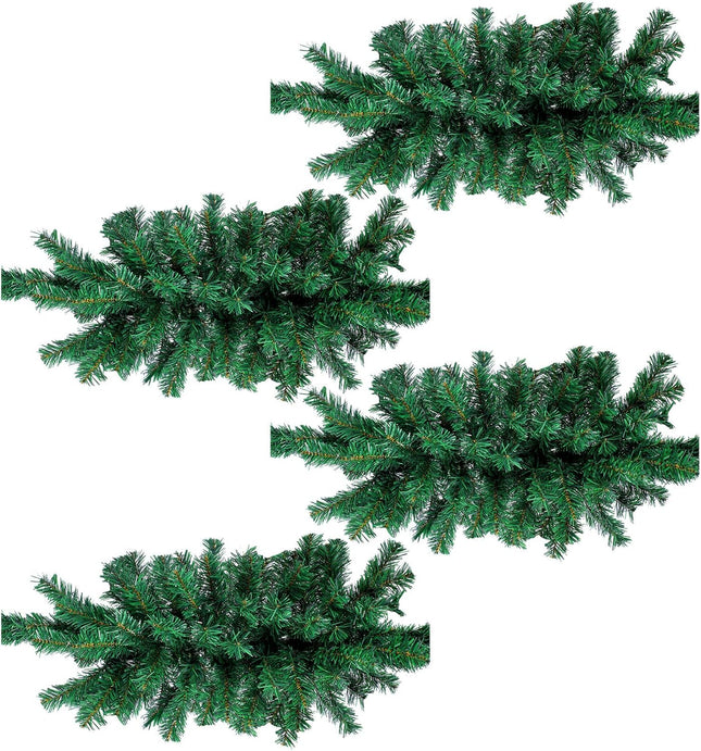 Artificial Christmas Swag 28 Inch Faux Pine Swag Greenery Pine Swags for Christmas Lush Christmas Window Swags for Mailbox Outdoor Holiday Wreath Home Door Xmas Fireplace Decorating (4 Pcs)