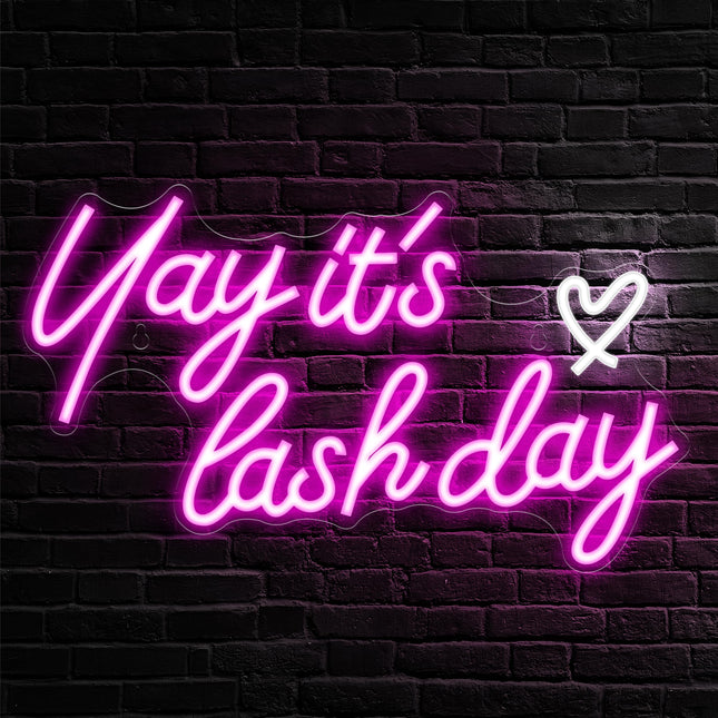 Kavaas Yay It's Lash Day Neon Sign - Lash Neon Sign for Lash Room Decor Lash LED Light Sign for Lash Salon, Beauty Room, Nails Hair Bar - Great s for Lash Techs Girls, Christmas, Birthday