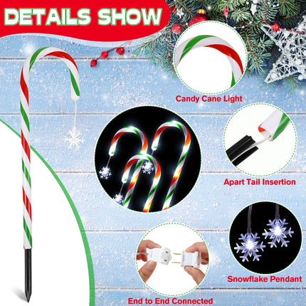 Hiboom Christmas Candy Cane Lights, 24 Pcs 22 Inch Pathway Markers Lights with Stakes, Christmas Red Green and White Driveway Lights End to End Connected for Xmas Holiday Party Patio Garden