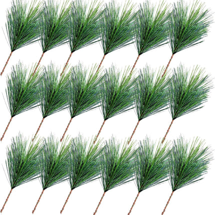 Fake Greenery Pine Picks Artificial Green Pine Needles Branches-Small Pine Twigs Stems Picks for Christmas Garland Wreath Embellishing and Home Holiday Garden Decoration (30)