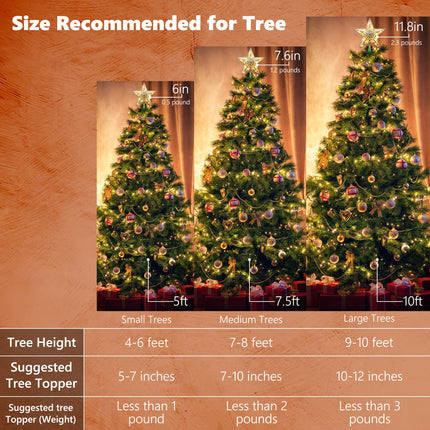 Brizled 9.5” Christmas Star Tree Topper, Glittered Silver Treetop Star, 3D Star Christmas Tree Topper with 10 Lights, UL Lighted Xmas Tree Topper for Christmas Tree Decorations