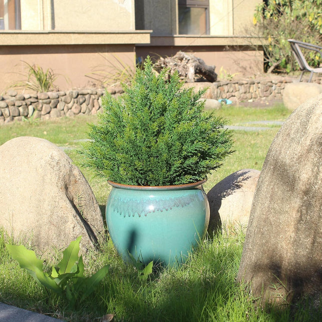 Artificial Topiary Ball Tree 19''T Artificial Little Bush Ball Tree UV Resistant Shrub Potted Artificial Plant for Outdoor Indoor Front Porch Garden