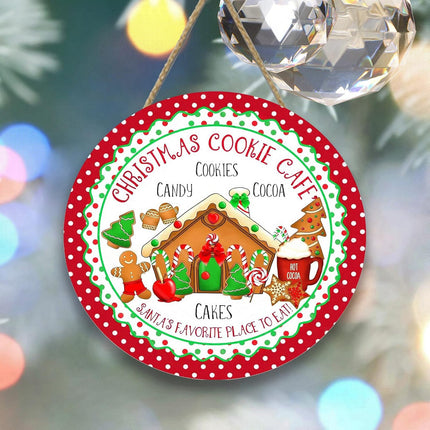 Christmas Cookie Cafe Christmas House Sign for Front Door Hanging Christmas House Sign for Porch Welcome Wood Hanging Sign Home Sign Decorations Outdoor Hangers (Christmas House)