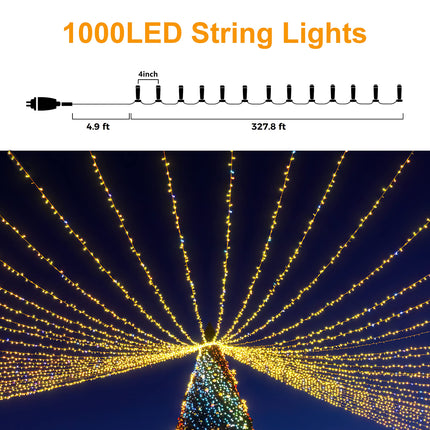 LIGHTSHARE 1000LED 328FT String Lights Warm White, 8 Modes 30V Plug in Fairy Lights with Remote Control for Home Garden Yard Christmas Wedding Holiday Party Thanksgiving Festival Decoration