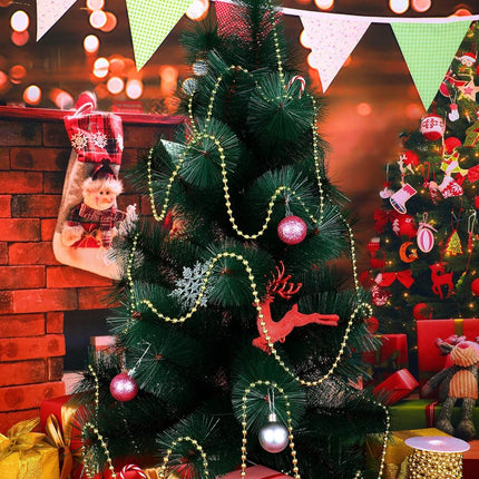 WILLBOND 50ft Christmas Tree Beads Artificial Pearls Beads Garland Plastic Beads Roll for Christmas Tree Wedding DIY Decoration Supplies(Gold)