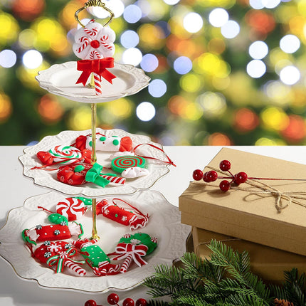 moonoom 12 Pieces Christmas Lollipop Ornaments,Christmas Candies Polymer Clay Ornament,Xmas Decor Candy Cane Hanging Decorations,Sweets Candy Pendant Xmas Tree Party Supplies