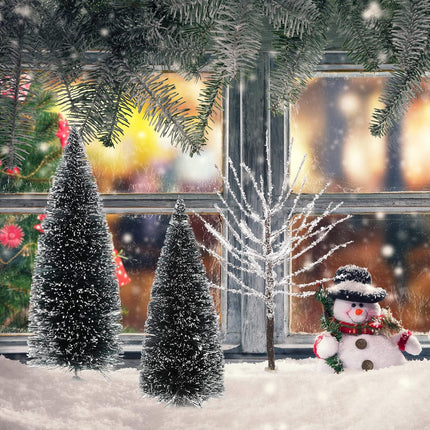 Ysleen 6 Pieces Mini Christmas Village Tree, Small Artificial Model Trees Mini Decor Trees Village Displays Tree for Miniature House Garden Festival Decorations, 3 Sizes(Snowy Sisal Tree, Frost Tree)
