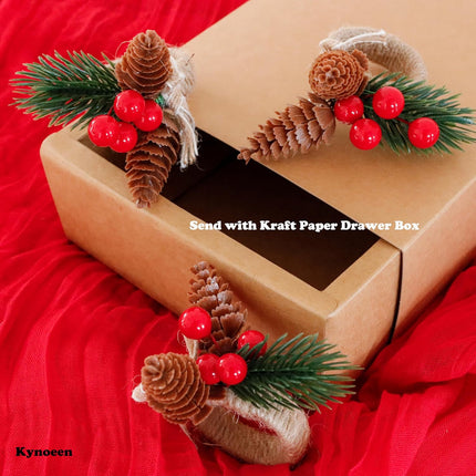 12 Pieces Christmas Napkin Rings - Thanksgiving Napkin Holders Set of 12 Rustic Wreath Napkin Rings for Xmas