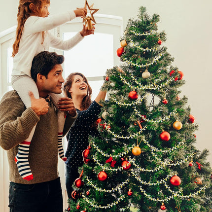 30 Feet Christmas Clear Iridescent and Gold Bead Garland Christmas Tree Bead Garlands Christmas Tree Twist Bead Garland String Acrylic Bead Strands Chains for Christmas Party Tree Fireplace Decor