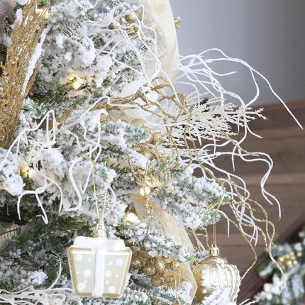Sea Team 36-Pack Artificial Glitter Vine Twig Ornaments, Decorative Curly Beard Sticks, Glittery Stems, Picks, Branches for Christmas Tree, Small Vase, Holiday, Wedding, Party (12 Inches, Gold)