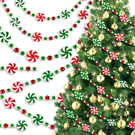 Christmas Candy Garland, Christmas Tree Garland Christmas Decorations Hanging Peppermint Hanging Christmas Tree for Meeting Wreaths Home Fireplace Ornaments (10 Feet)