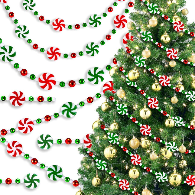 Christmas Candy Garland, Christmas Tree Garland Christmas Decorations Hanging Peppermint Hanging Christmas Tree for Meeting Wreaths Home Fireplace Ornaments (10 Feet)