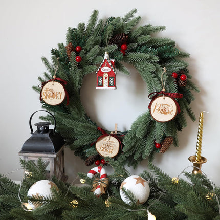 Nativity Christmas Ornaments - Set of 9 Buffalo Plaid Christmas Tree Ornaments Christian Wooden Ornament for Rustic Farmhouse Decorations Holiday Decor Religious