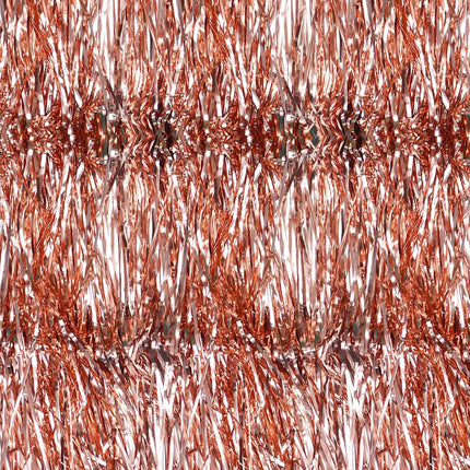 Mandala Crafts Rose Gold Tinsel Garland - Tinsel Icicles Rose Gold Tinsel Fringe Garland - 20 in X 20 Ft Long Metallic Tinsel Foil Fringe Banner for Christmas Tree Xmas Holiday Party Decoration