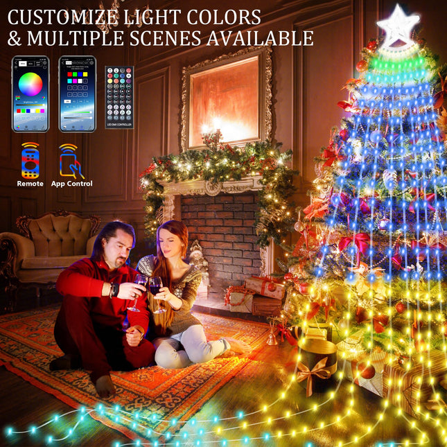 Outside Christmas Decorations Lights with Remote&APP Control, Outdoor Christmas Decorations , Smart Christmas Lights 11Ft,Outdoor Christmas Tree Lights Waterproof & Multicolor & Music Sync